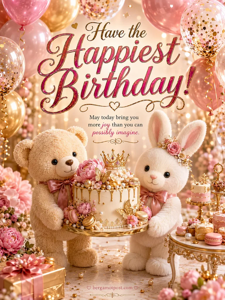 Animated Birthday Card — Have the Happiest Birthday (Bear and Bunny)