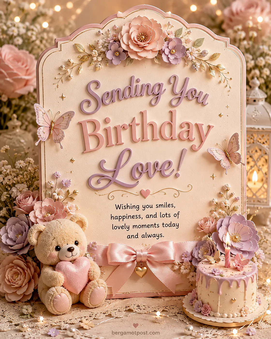 Happy Birthday Wishes Card — Butterflies and Birthday Love