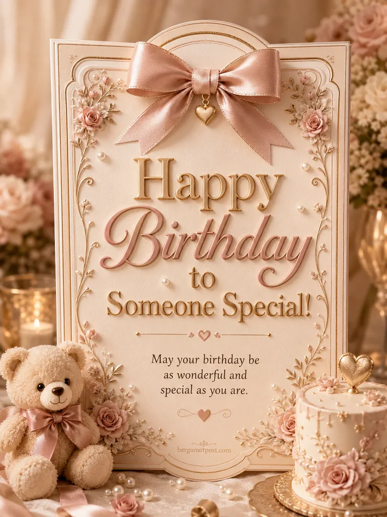 Elegant Birthday Card for Someone Special with Roses and Gold