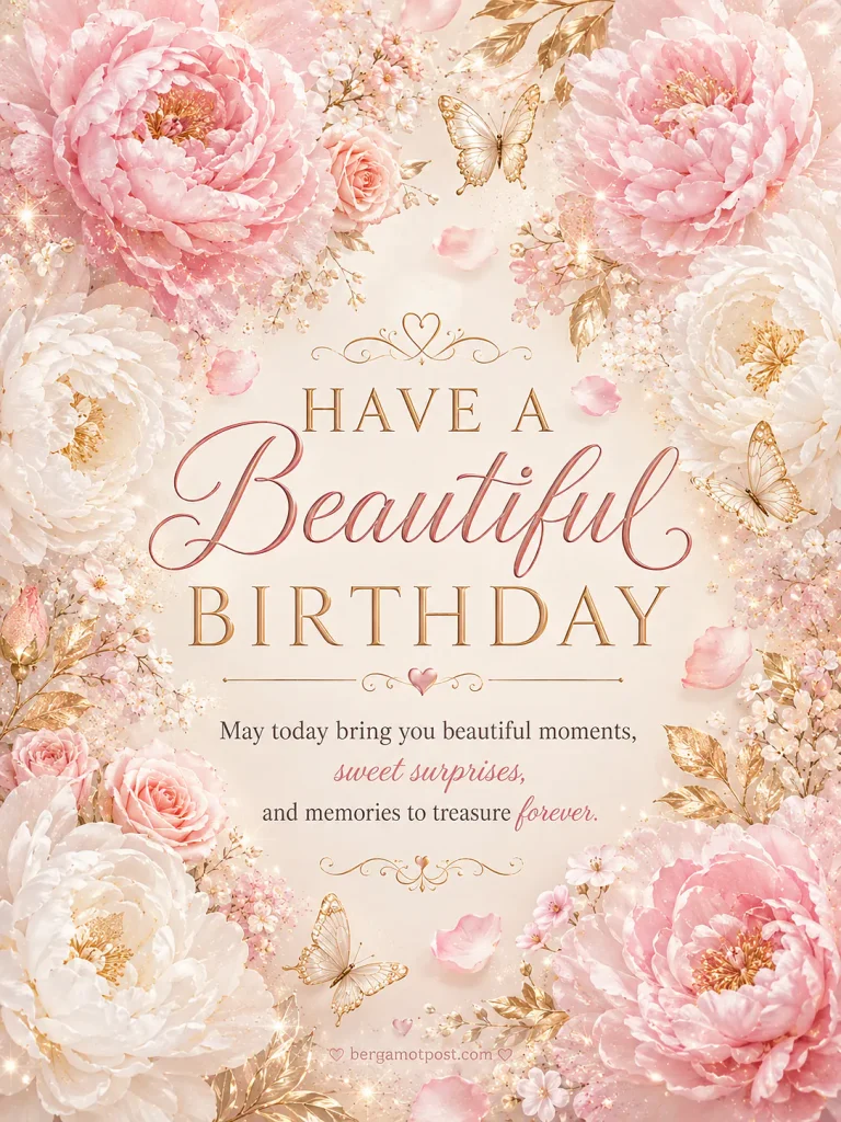 Have a Beautiful Birthday Card with Peonies and Butterflies