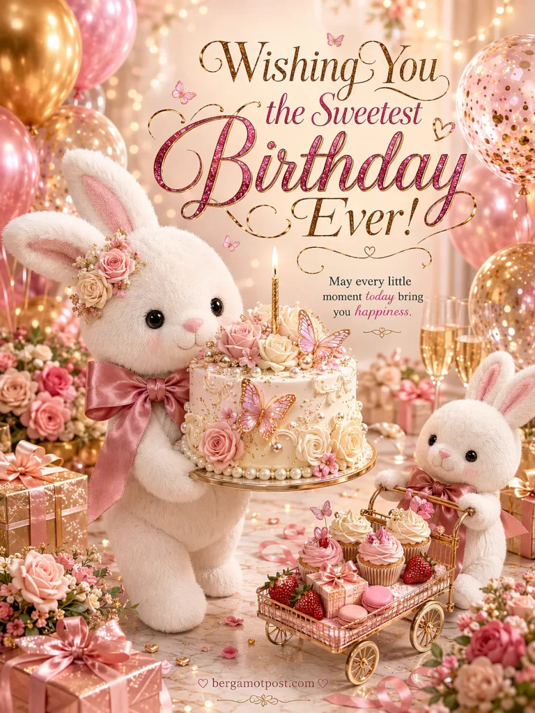 Animated Card — Wishing You the Sweetest Birthday Ever (White Bunny)