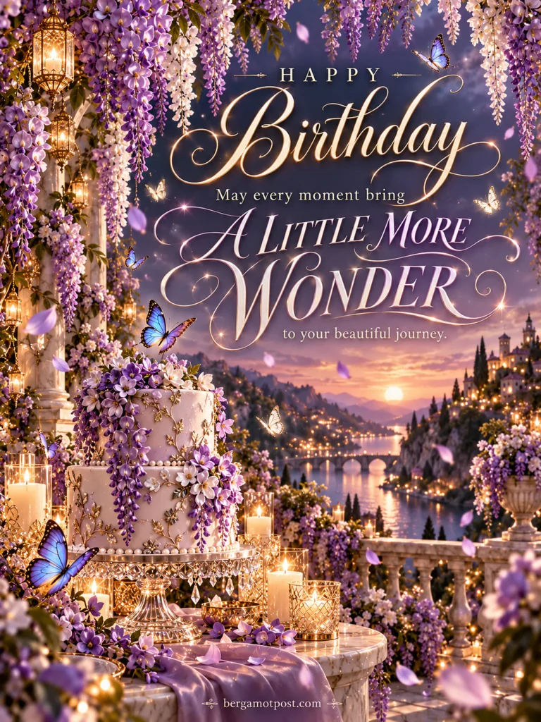 Happy Birthday Image and Wishes — A Little More Wonder (Wisteria at Twilight)