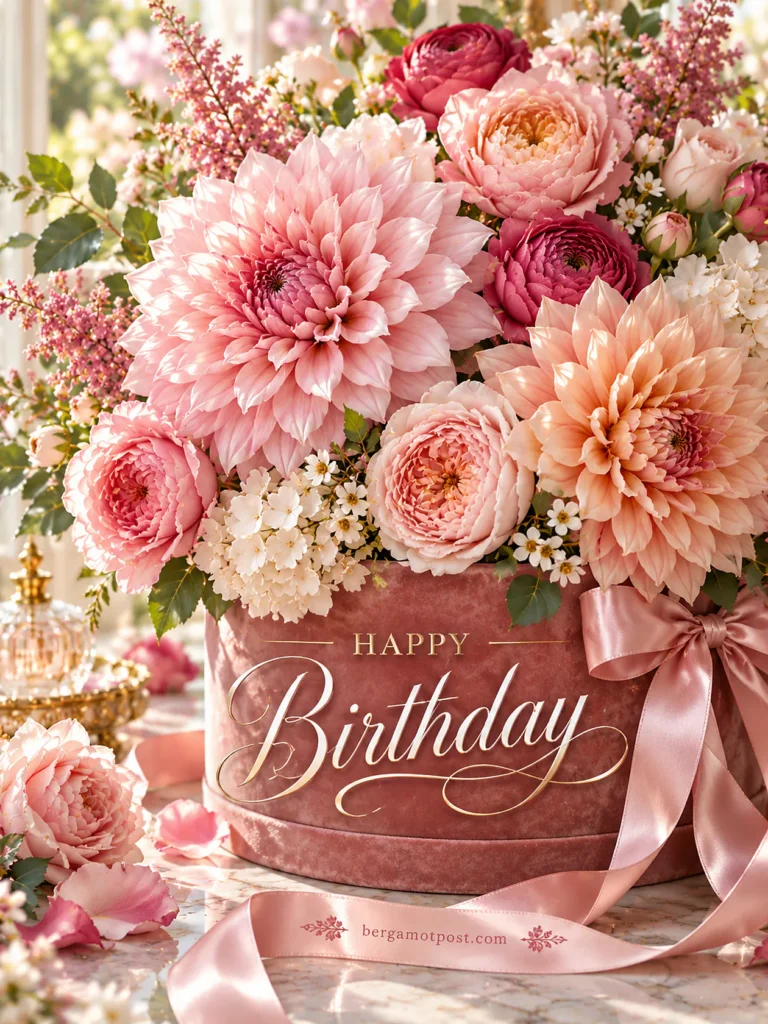 Happy Birthday Wishes in a Velvet Flower Box