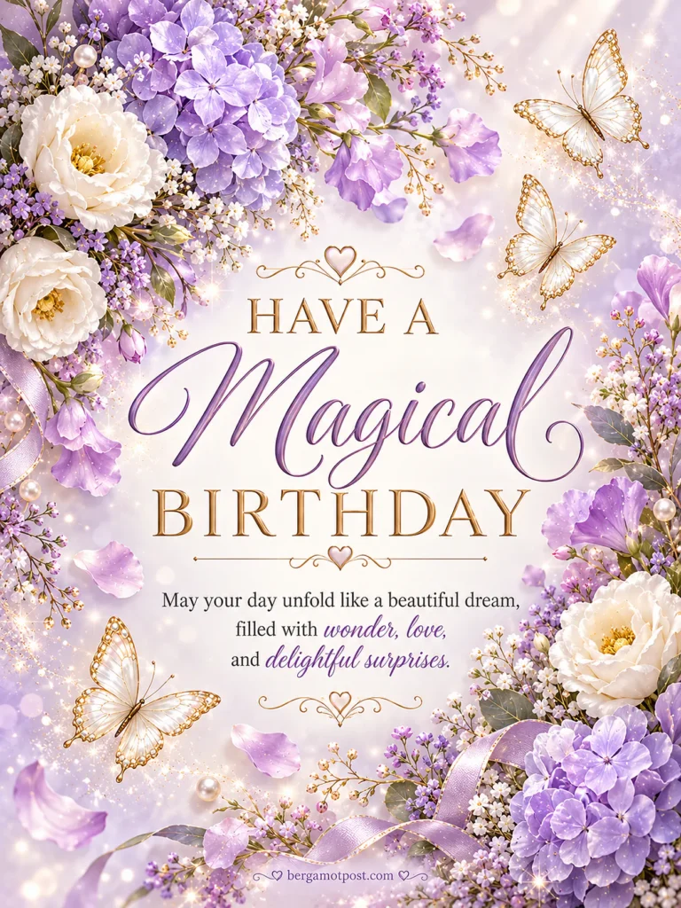 Have a Magical Birthday — Lavender Hydrangeas and Butterflies