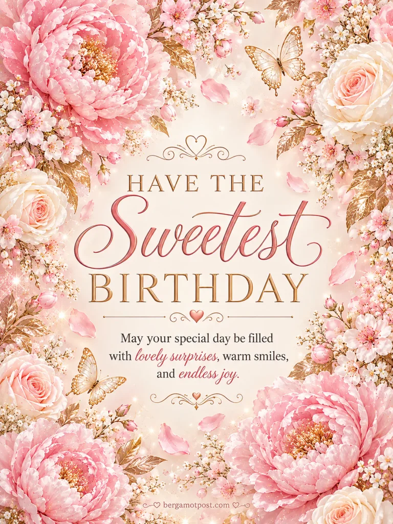 Have the Sweetest Birthday — Pink Peonies and Cherry Blossoms