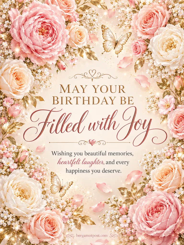 May Your Birthday Be Filled with Joy — Pink and Cream Garden Roses
