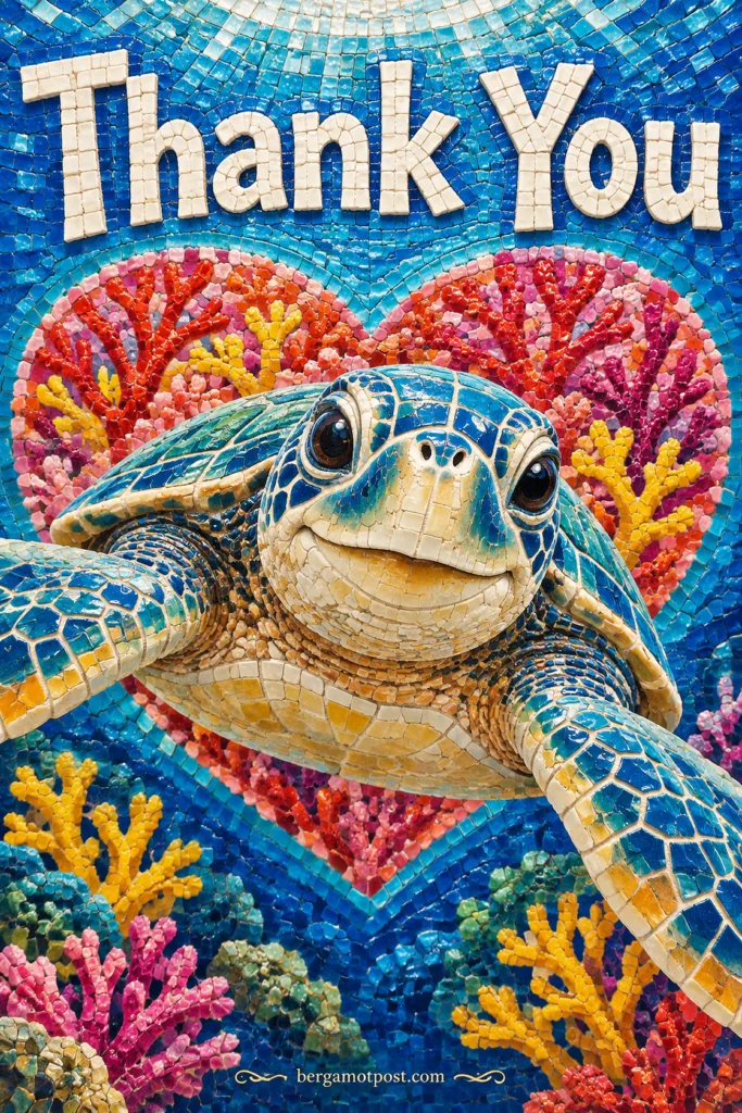 Mosaic Sea Turtle Thank You Card