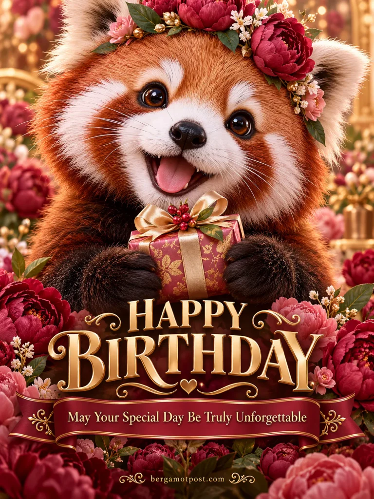 Animated Birthday Card — May Your Special Day Be Truly Unforgettable (Red Panda with a Gift)