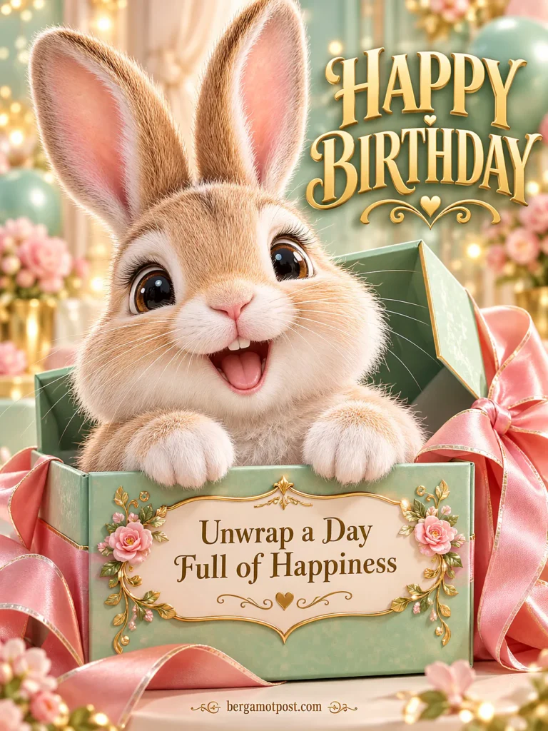 Animated Birthday Card — Unwrap a Day Full of Happiness (Bunny in a Gift Box)