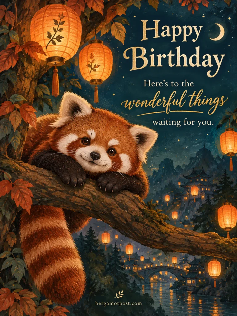 Happy Birthday Wishes Image — Wonderful Things Waiting for You (Red Panda)