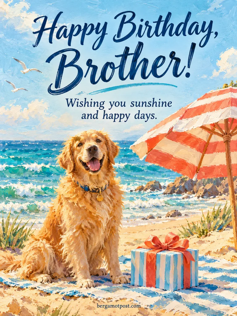 Sunshine and Happy Days: Beach Happy Birthday Brother Wishes Image