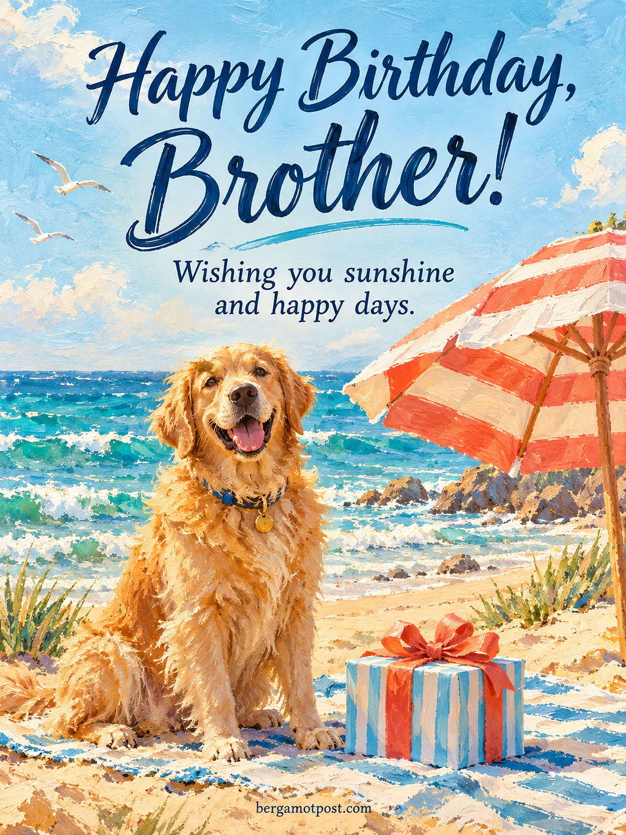 Sunshine and Happy Days: Beach Happy Birthday Brother Wishes Image