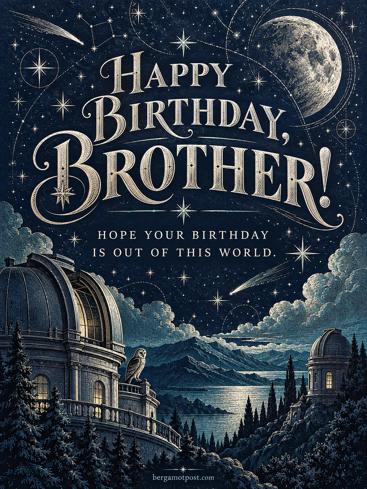 Out of This World Birthday Wishes for Brother: Night Sky Observatory Image