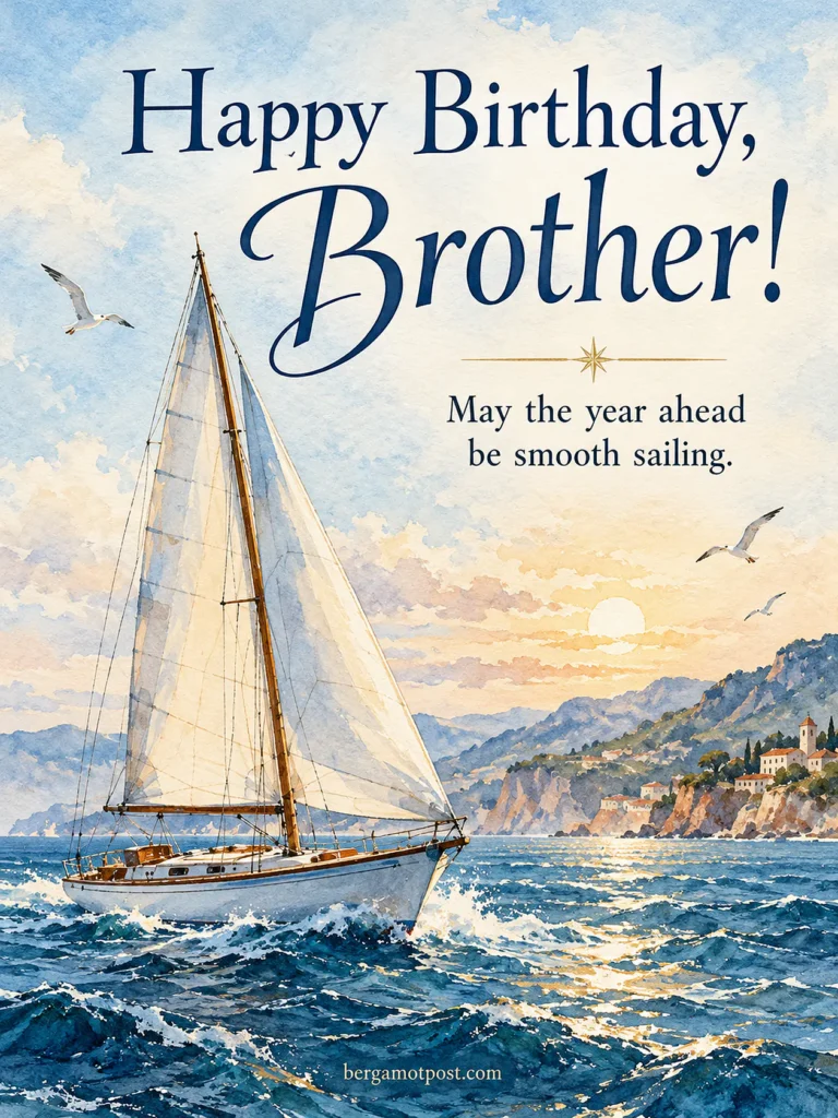 May the Year Ahead Be Smooth Sailing: Happy Birthday Brother Image with a Sailboat